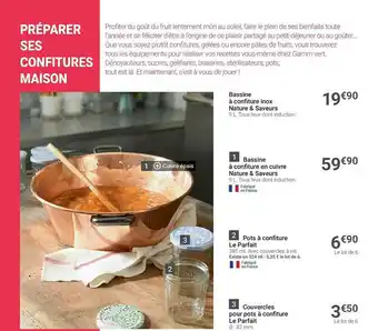 Bassine à Confiture Inox Nature & Saveurs, Bassine à Confiture En Cuivre Nature & Saveurs, Pots à Confiture Le Parfait, Couve