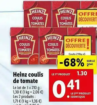 Lidl Heinz Coulis De Tomate offre