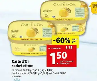 Lidl Carte D'or Sorbet Citron offre