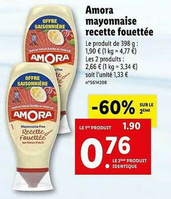 Lidl Amora Mayonnaise Recette Fouettée offre