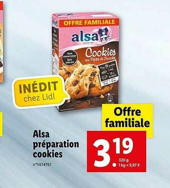 Lidl Alsa Préparation Cookies offre
