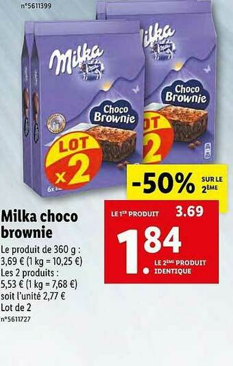 Lidl Milka Choco Brownie offre