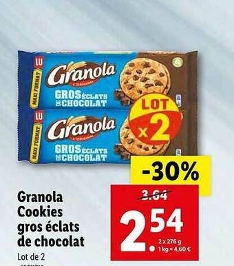 Lidl Granola Cookies Gros éclats De Chocolat offre