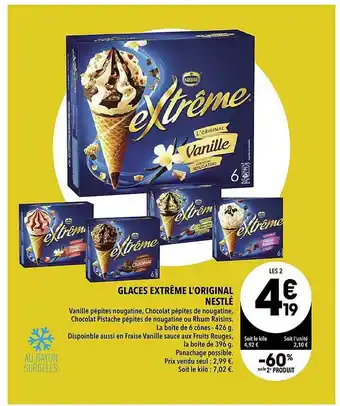 Supeco Glaces Extr^me L'original Nestlé -60% Sur Le 2e Produit offre