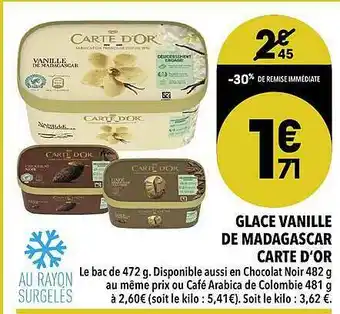 Supeco Glace Vanille De Madagascar Carte D'or -30% De Remise Immédiate offre