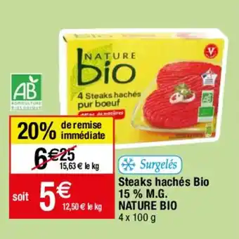 Migros Steaks hachés bio 15% M.G. NATURE BIO offre