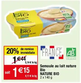 Migros Samoule au lait nature bio NATURE BIO offre