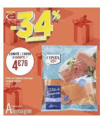 Géant Casino Filets de saumon sauvage surgelé costa offre