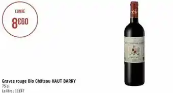 Géant Casino Graves rouge bio château haut barry offre