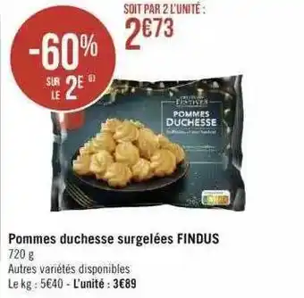 Géant Casino Pommes duchesse surgelées findus offre