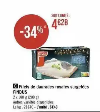 Géant Casino Filets de daurades royales surgelées findus offre