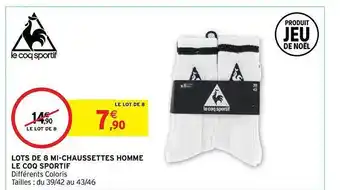 Intermarché Contact Lots de 8 mi-chaussettes homme le coq sportif offre
