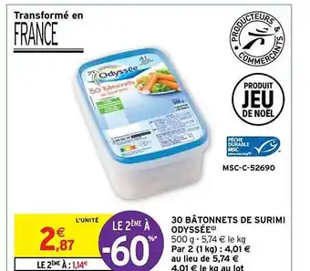 Intermarché Contact 30 bâtonnets de surimi odyssée offre