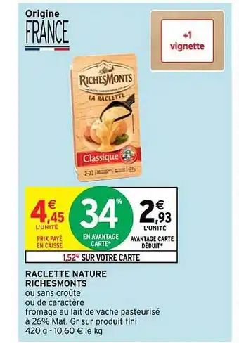 Raclette nature richesmonts