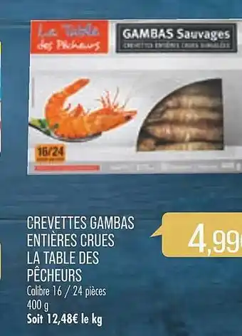 Crevettes gambas entières crues la table des pêcheurs