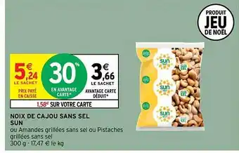 Intermarché Contact Noix de cajou sans sel sun offre