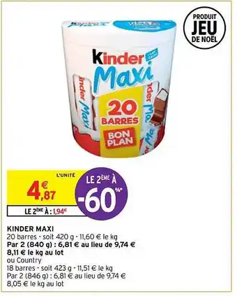 Intermarché Express Kinder maxi offre