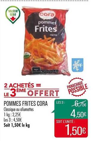 Match Pommes frites cora offre