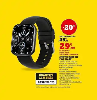 Super U Montre abyx fit fuji black offre