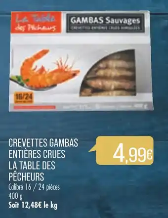 Match Crevetets gambas entière crues la table des pêcheurs offre