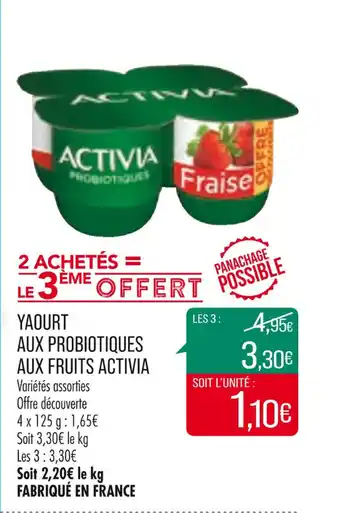 Match Yaourt aux probiotiques aux fruits ACTIVIA offre