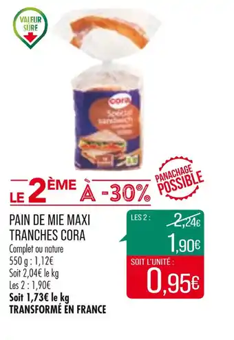 Match Pain de mie maxi tranches CORA offre