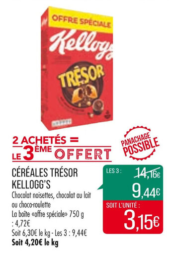 Match Céréales trésor KELLOGG'S offre