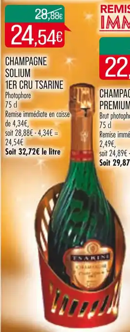 Match Champagne solium 1er cru tsarine offre