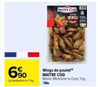 Carrefour Wings de poulet maître coq offre