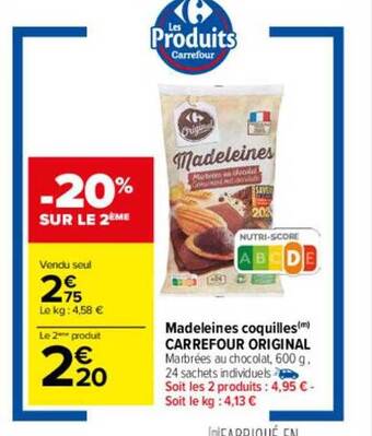 Carrefour Madeleines coquilles carrefour original offre