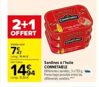 Carrefour Sardines à l'huile connétable offre