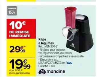 Carrefour Râpe à légumes mandine offre