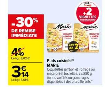 Carrefour Plats cuisinés marie offre