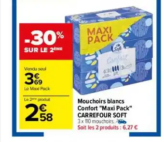 Carrefour Mouchoirs blancs confort offre