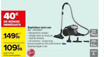 Carrefour Aspirateur sans sac hoover offre