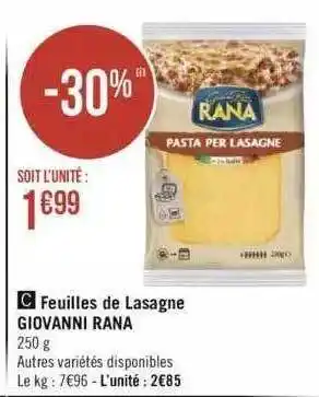 Géant Casino Feuilles de lasagne giovanni rana offre