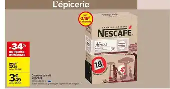 Carrefour Market Capsules de café nescafé offre