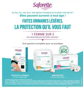 Culotte lavable fuites urinaires saforelle, serviettes fuites urinaires saforelle