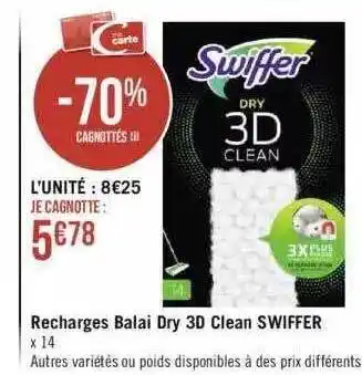 Géant Casino Recharges balai dry 3d clean swiffer offre