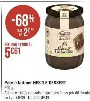 Géant Casino Pâte à tartiner nestlé dessert offre