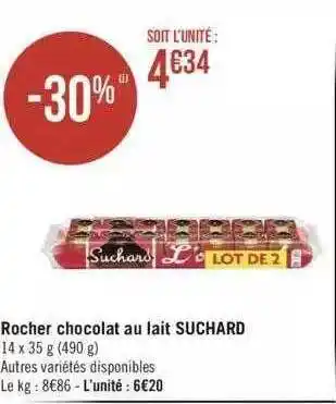 Géant Casino Rocher chocolat au lait suchard offre