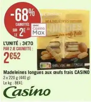 Géant Casino Madeleines longues aux oeufs frais casino offre