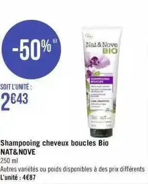 Géant Casino Shampooing cheveux boucles bio nat&nove offre