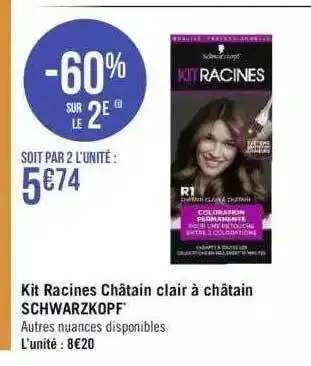 Géant Casino Kit racines château clair à châtain schwarzkopf offre