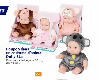 Action Poupon dans un costume d'animal dolly star offre