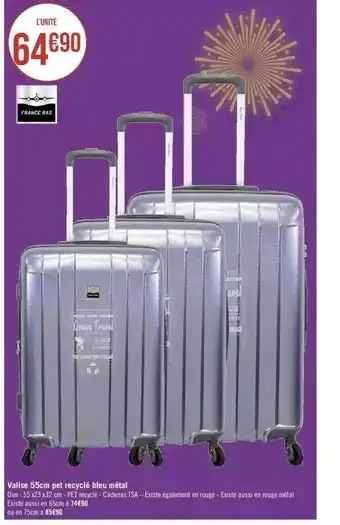Valise pet recyclé bleu métal