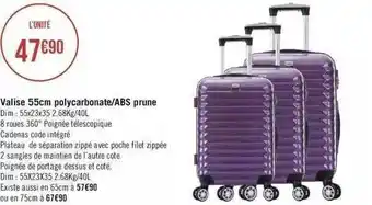 Géant Casino Valise polycarbonate ou abs prune offre