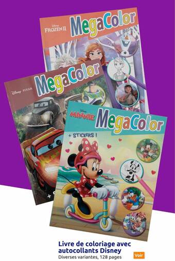 Action Livre de coloriage avec autocollants disney offre