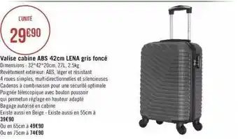 Géant Casino Valise cabine abs lena gris foncé offre