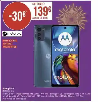 Motorola smartphone moto e32 gris